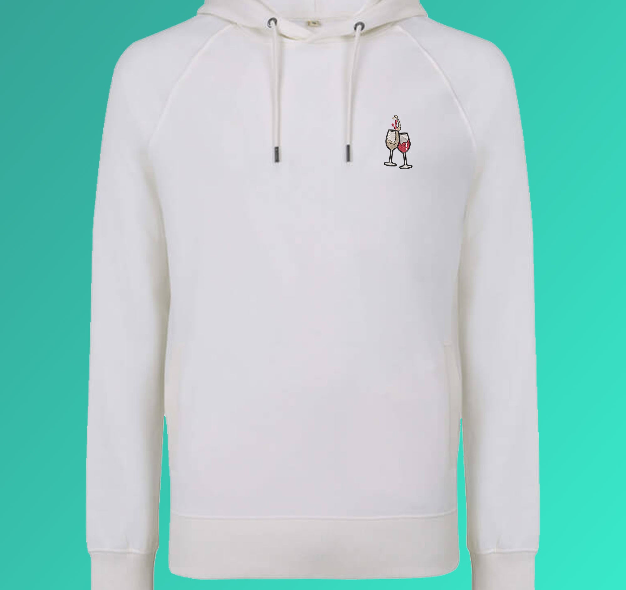 Wijn Duet | Geborduurde Biologisch Katoenen Heren Hoodie