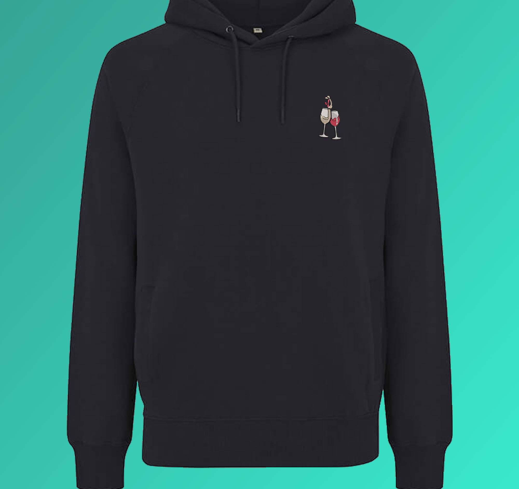Wijn Duet | Geborduurde Biologisch Katoenen Heren Hoodie